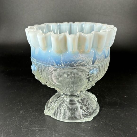 Antique Northwood Opalescent Klondike Primrose Rose Bowl Button & Panel Vintage - Picture 3 of 6